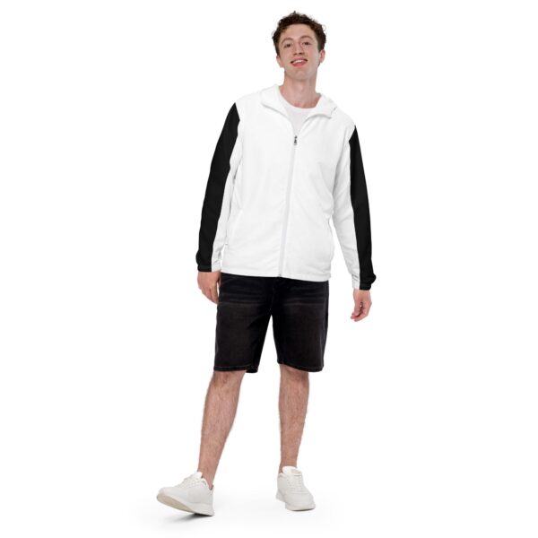 mens-windbreaker-jacket-double-black-stripe-inner-white-hood-white-zip