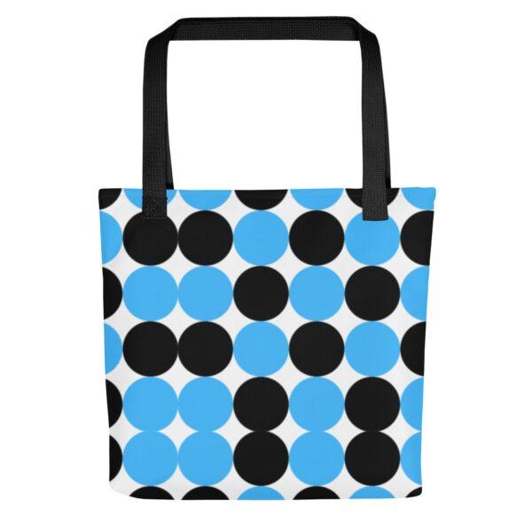 blue-and-black-spotted-polyester-tote-bag