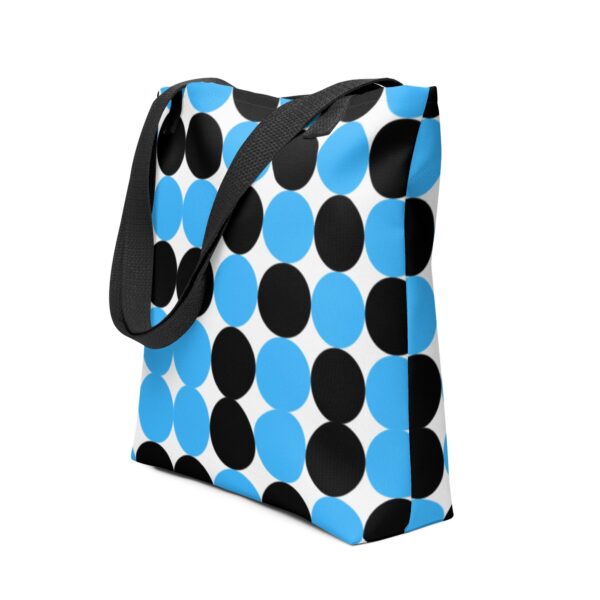 Blue and Black Spotted Polyester Tote Bag - Image 2