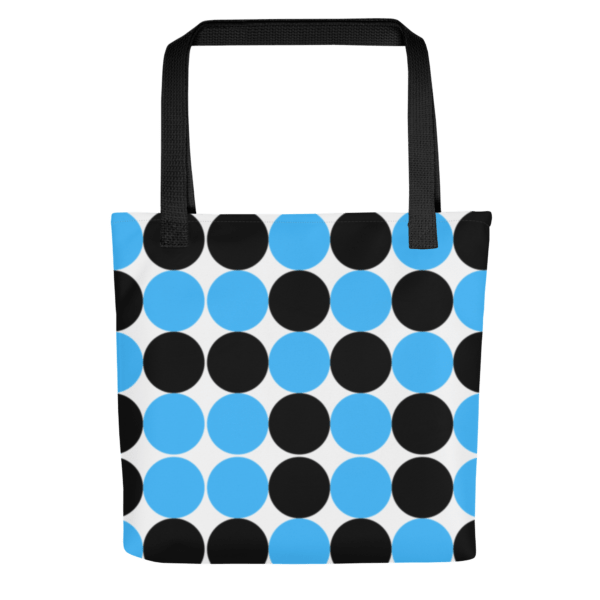 Blue and Black Spotted Polyester Tote Bag