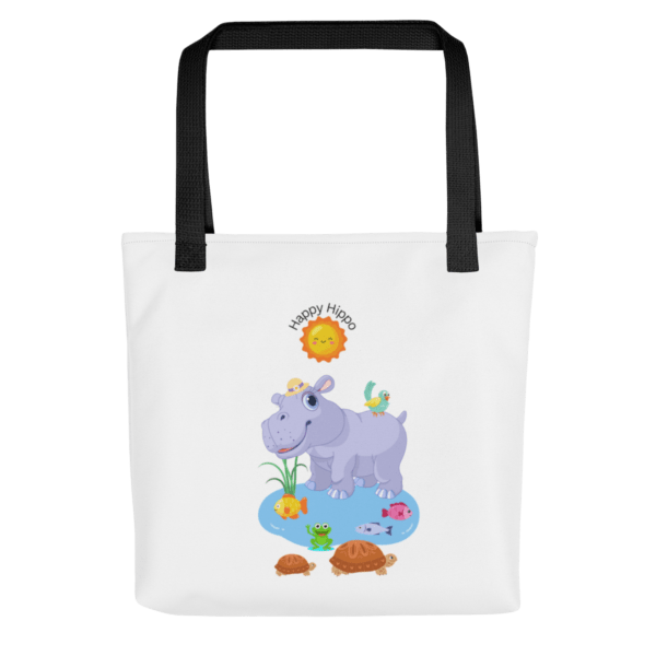 Happy Hippo Polyester Tote Bag