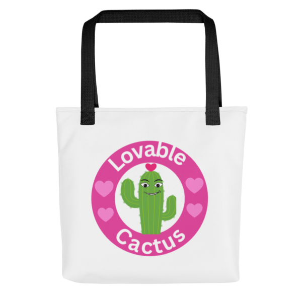 Lovable Cactus Polyester Tote Bag