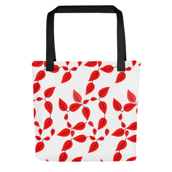 Red Leaf Polyester Tote Bag