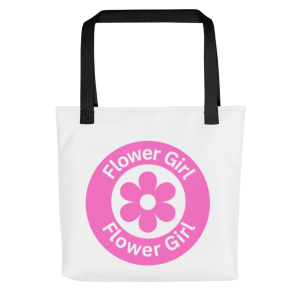 Pink Flower Girl Polyester Tote Bag