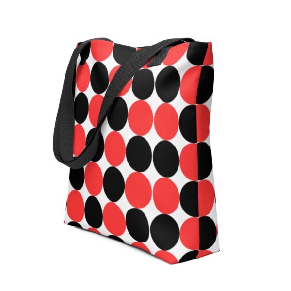 red-and- black-spotted-polyester-tote-bag