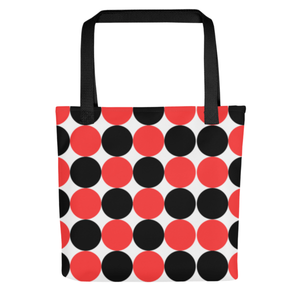 Red and Black Spotted Polyester Tote Bag