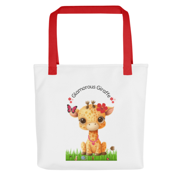 Glamorous Giraffe Polyester Tote Bag