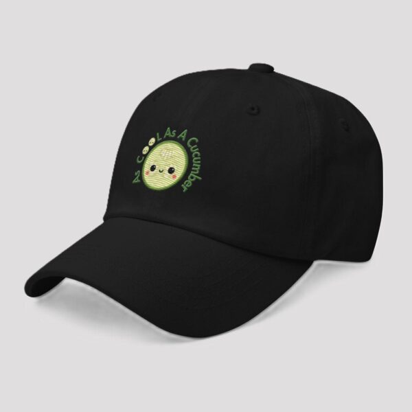 Chino Cotton Twill Adjustable Dad Hat With Embroidered As Cool As A Cucumber Design - Image 2