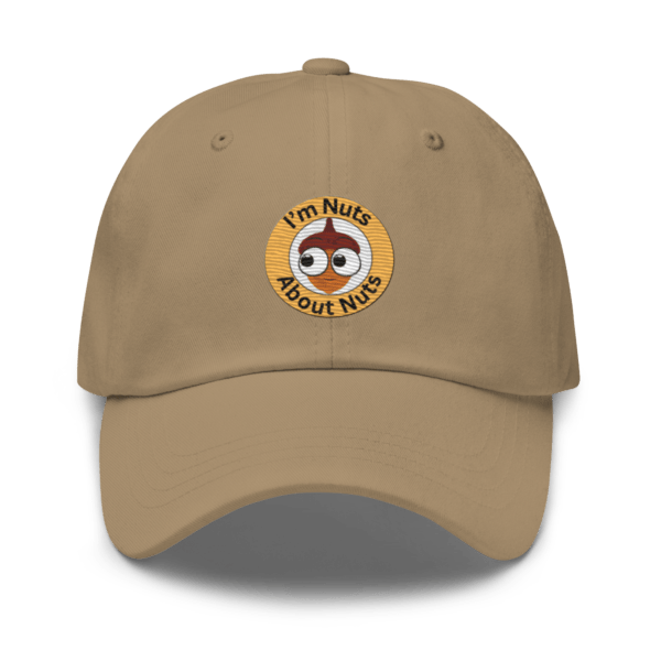 Chino Cotton Twill Adjustable Dad Hat With Embroidered I'm Nuts About Nuts Design