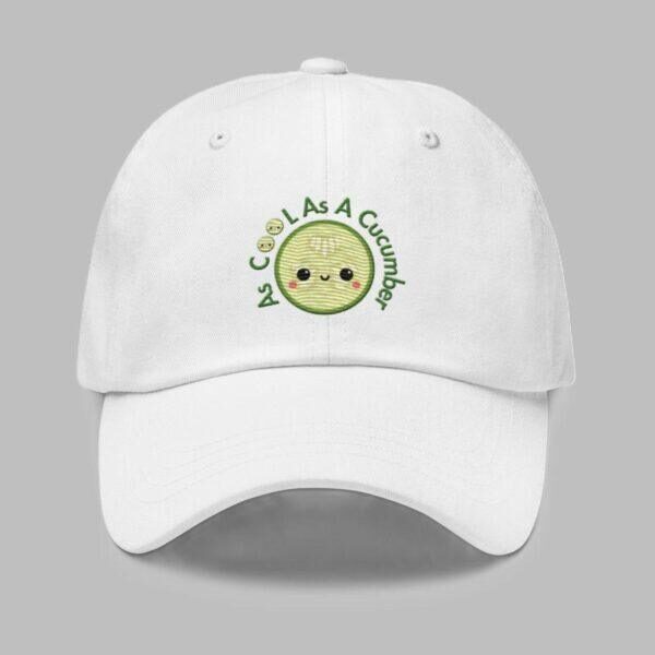 Chino Cotton Twill Adjustable Dad Hat With Embroidered As Cool As A Cucumber Design - Image 4