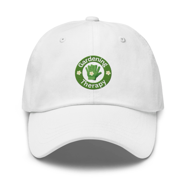 Chino Cotton Twill Adjustable Dad Hat With Embroidered Gardening Therapy Design