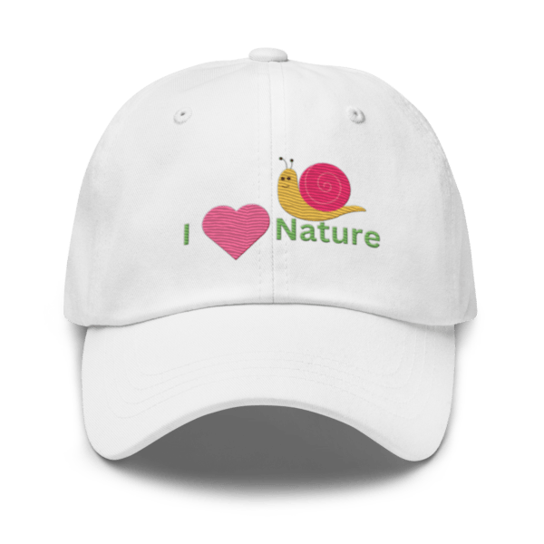 Chino Cotton Twill Adjustable Dad Hat With Embroidered I Love Nature Design