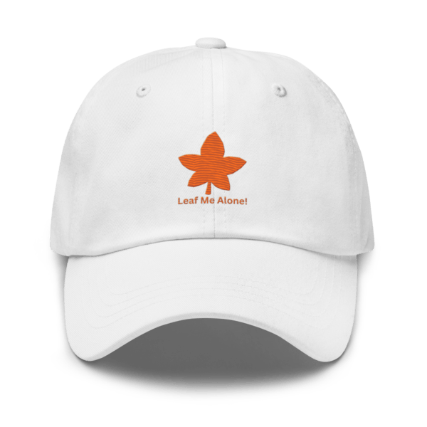 Chino Cotton Twill Adjustable Dad Hat With Embroidered Orange Leaf Me Alone Design