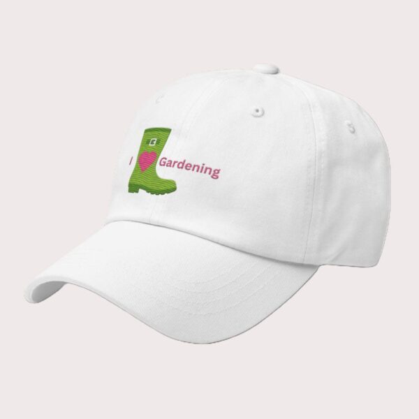 Chino Cotton Twill Adjustable Dad Hat With Embroidered I Love Gardening Design - Image 2