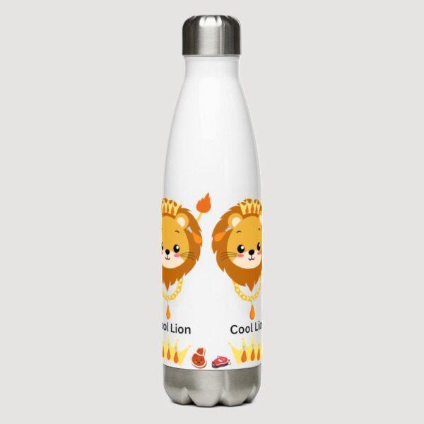 White 17oz Cool Lion Print Water Bottle 