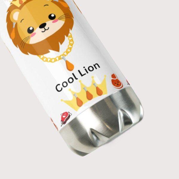 White 17oz Cool Lion Print Water Bottle 