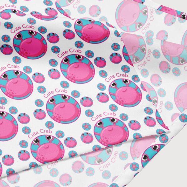 Square Polyester Bandana Single Sided Cute Pink Crab Print