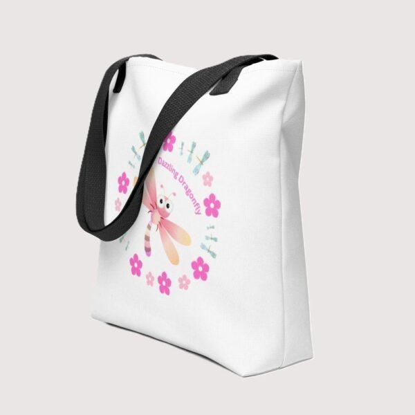 Dazzling Pink Dragonfly Polyester Tote Bag