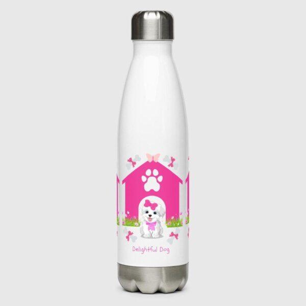 White 17oz Delightful Dog Print Water Bottle 