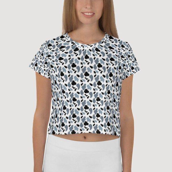 Women's Grey Black Animal Print Crop Top