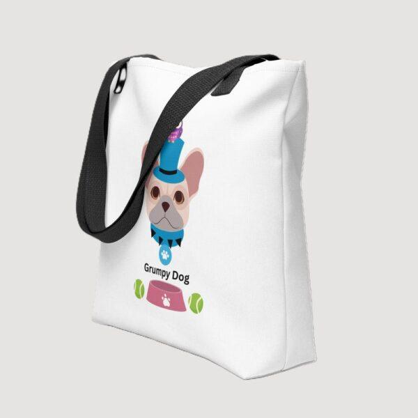 White Polyester 15"x15" Delightful Dog Print Tote Bag