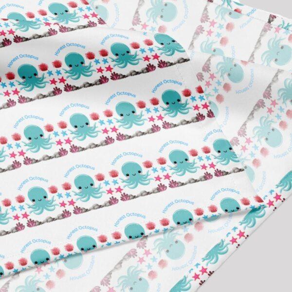 Square Polyester Bandana Single Sided Honest Blue Octopus Print