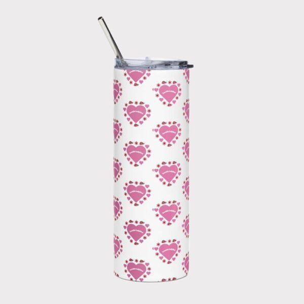 Lovable Ladybird Pink Heart Stainless Steel Drinks Tumbler 20oz