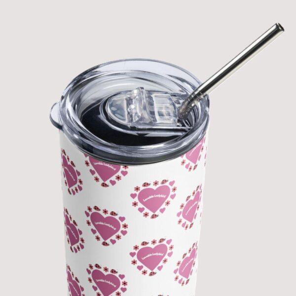 Lovable Ladybird Pink Heart Stainless Steel Drinks Tumbler 20oz