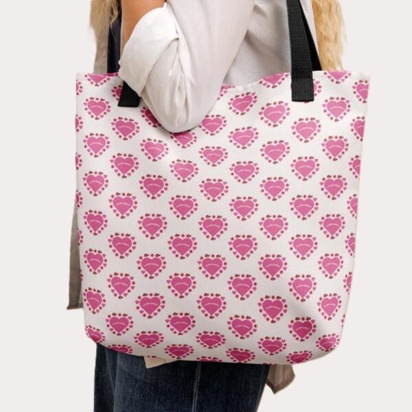 Lovable Ladybird Pink Heart Polyester Tote Bag