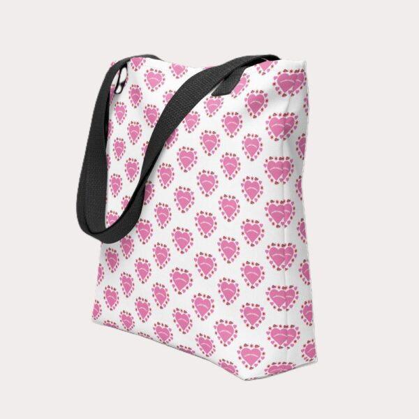 Lovable Ladybird Pink Heart Polyester Tote Bag