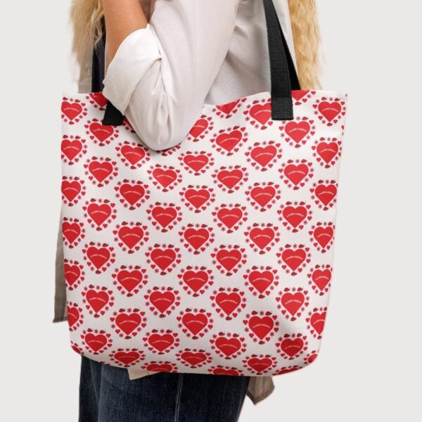 Lovable Ladybird Red Heart Polyester Tote Bag