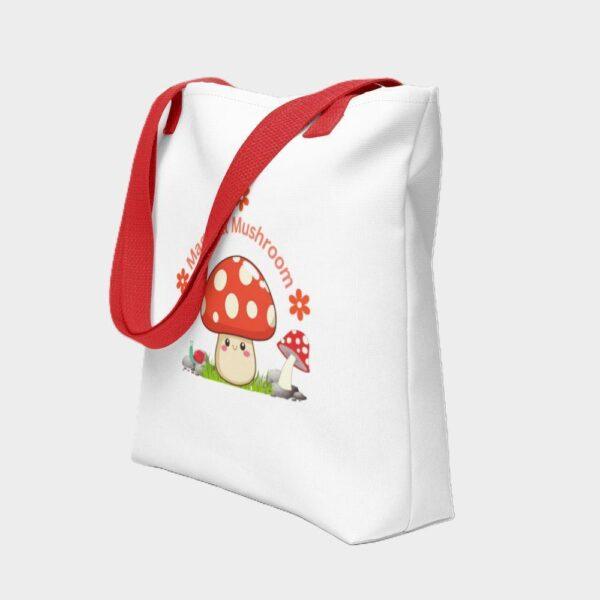 Magical Red and White Spotted Mushroom Polyester Tote Bag