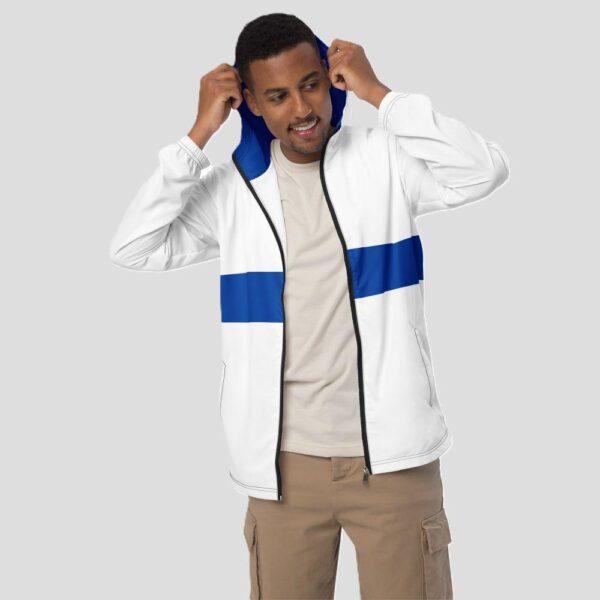 Men’s Blue Mid Stripe, Inner Blue Hood Windbreaker Jacket