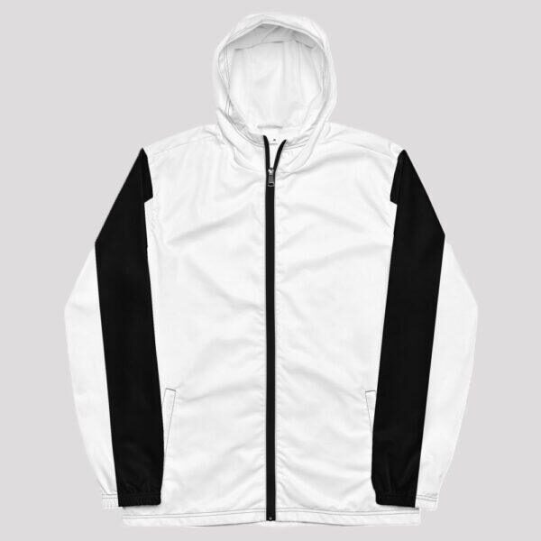 Men's Double Black Stripe, Inner White Hood Windbreaker Jacket