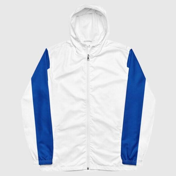 Men's Double Blue Stripe, Inner White Hood Windbreaker Jacket