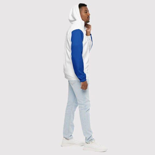 Men's Double Blue Stripe, Inner White Hood Windbreaker Jacket