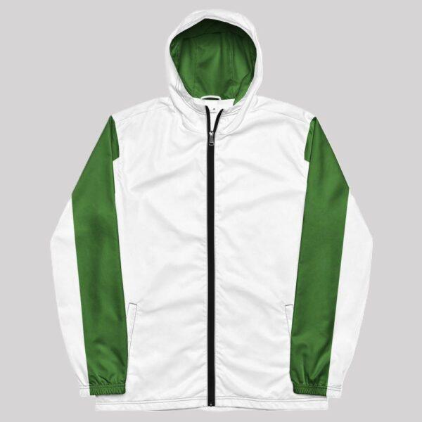 Men's Double Green Stripe, Inner Green Hood Windbreaker Jacket