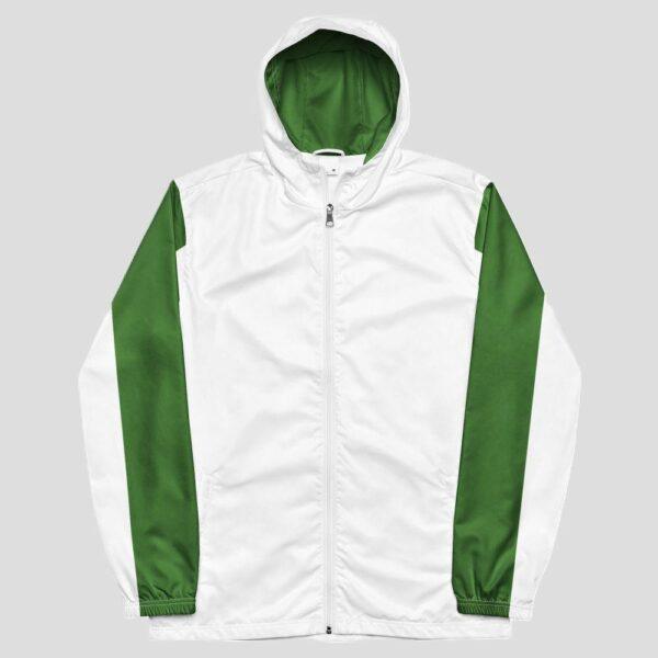 Men's Double Green Stripe, Inner Green Hood Windbreaker Jacket