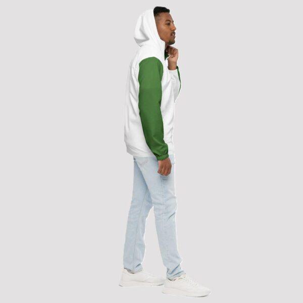 Men's Double Green Stripe, Inner Green Hood Windbreaker Jacket