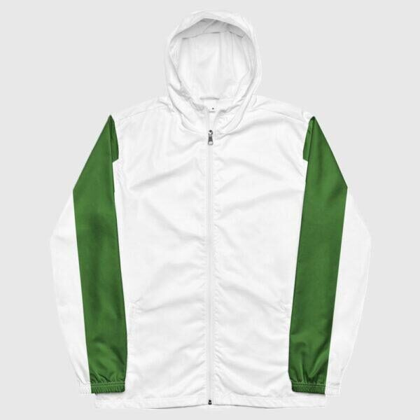 Men's Double Green Stripe, Inner White Hood Windbreaker Jacket