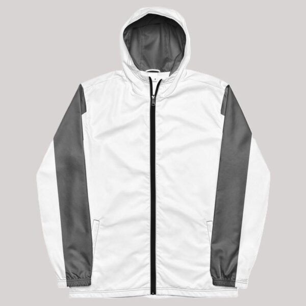 Men's Double Grey Stripe, Inner Grey Hood Windbreaker Jacket