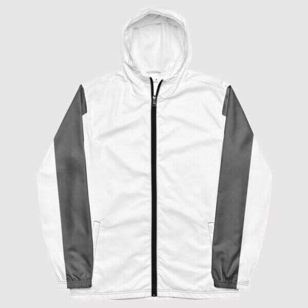 Men’s Double Grey Stripe, Inner White Hood Windbreaker Jacket