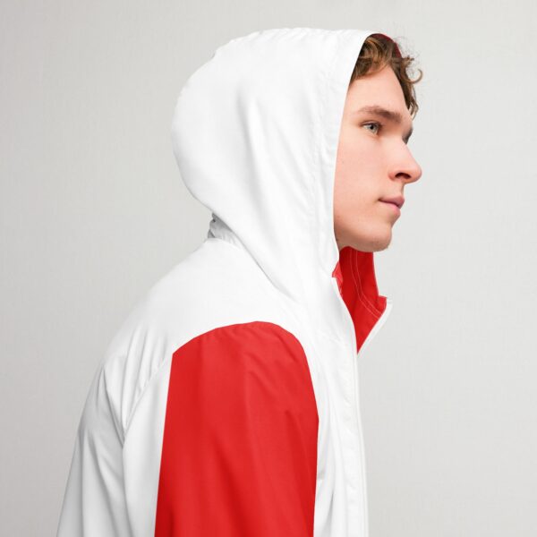 Men's Double Red Stripe, Inner Red Hood Windbreaker Jacket