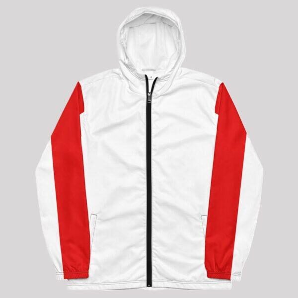 Men's Double Red Stripe, Inner White Hood Windbreaker Jacket