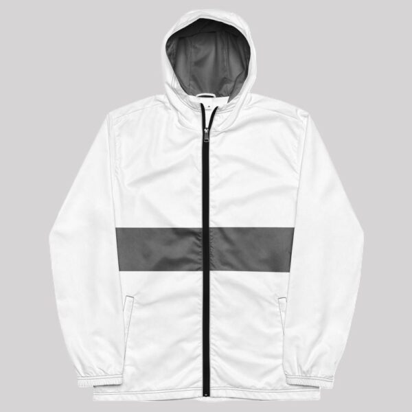 Men’s Grey Mid Stripe, Inner Grey Hood Windbreaker Jacket