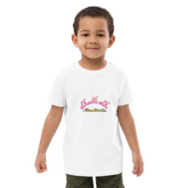 Organic Cotton Wonderful Pink Worm Children's T-shirt - Image 3