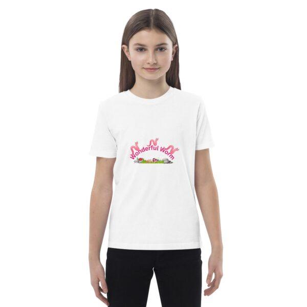 Organic Cotton Wonderful Pink Worm Children's T-shirt - Image 4