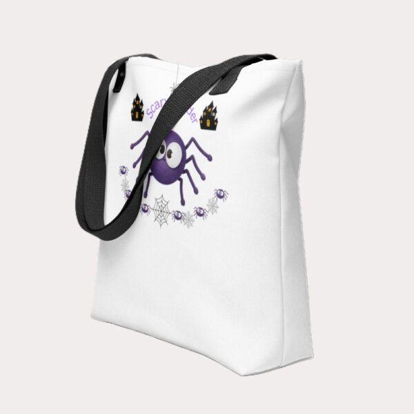 Scary Spider Polyester Tote Bag