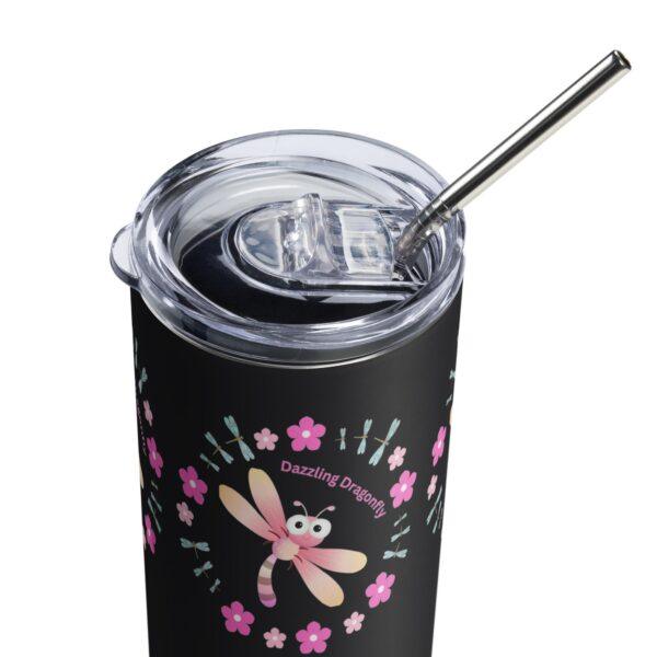 Dazzling Pink Dragonfly Stainless Steel Drinks Tumbler 20oz - Image 6