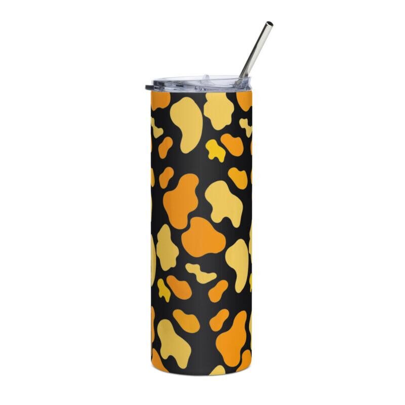 Yellow Orange Animal Print 20oz Black Drinks Tumbler